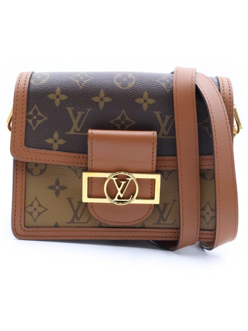 Louis Vuitton Monogram Reverse Dauphine Mini Shoulder Bag Leather Gold